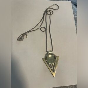 slightly used JENNY BIRD silver retro pyramid lucite long snake chain necklace